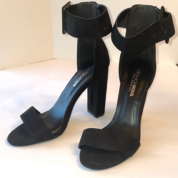 Fashion Nova Shoes Fashion Nova Wide Ankle Strap Black Faux Suede